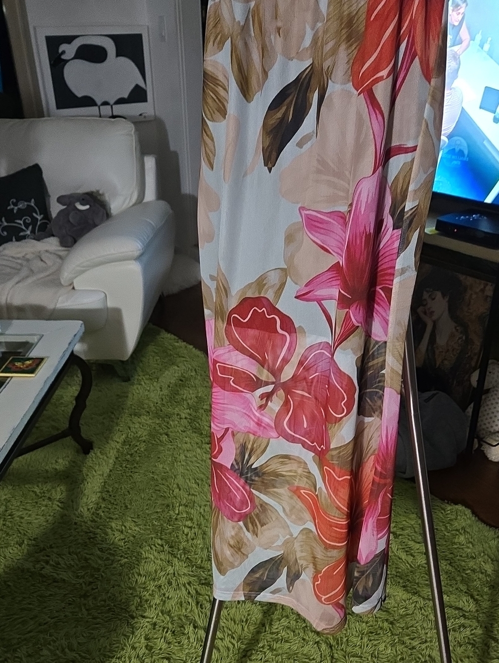 Floral Sheerover Black Skirt - Pink Multi